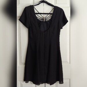 Rhapsody Black Dress Rhinestone Acetate Short Sleeves Size 10